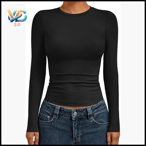 Long Sleeve Crop Top Slim Fit Compression T-Shirt Y2K Fashion